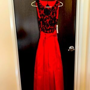 Brand NWT Eliza J Velvet Burnout & Mikado Ballgown Size 8